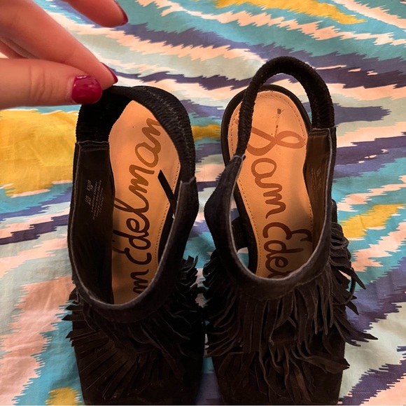 Suede Fringe Heels - Picture 6 of 8